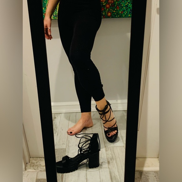 Combat boots Chunky sole sandals Kink Lace Up Open Toes Shoes - Picture 11 of 16